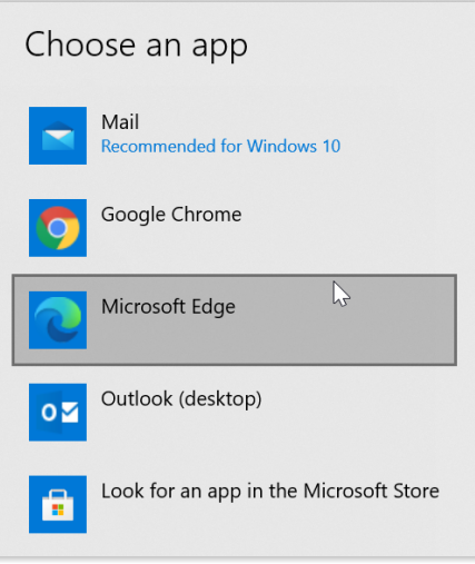 Choose an email app example